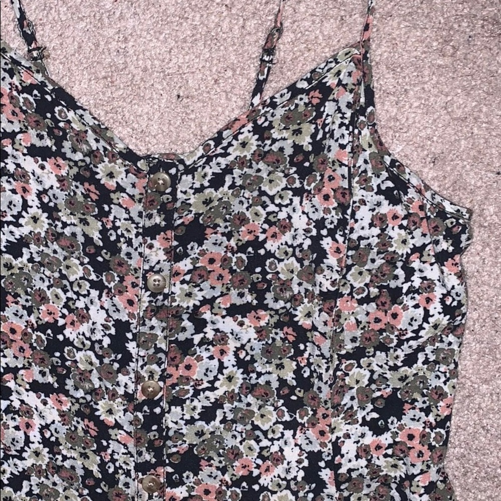American Eagle pink/green/gray floral sun dress